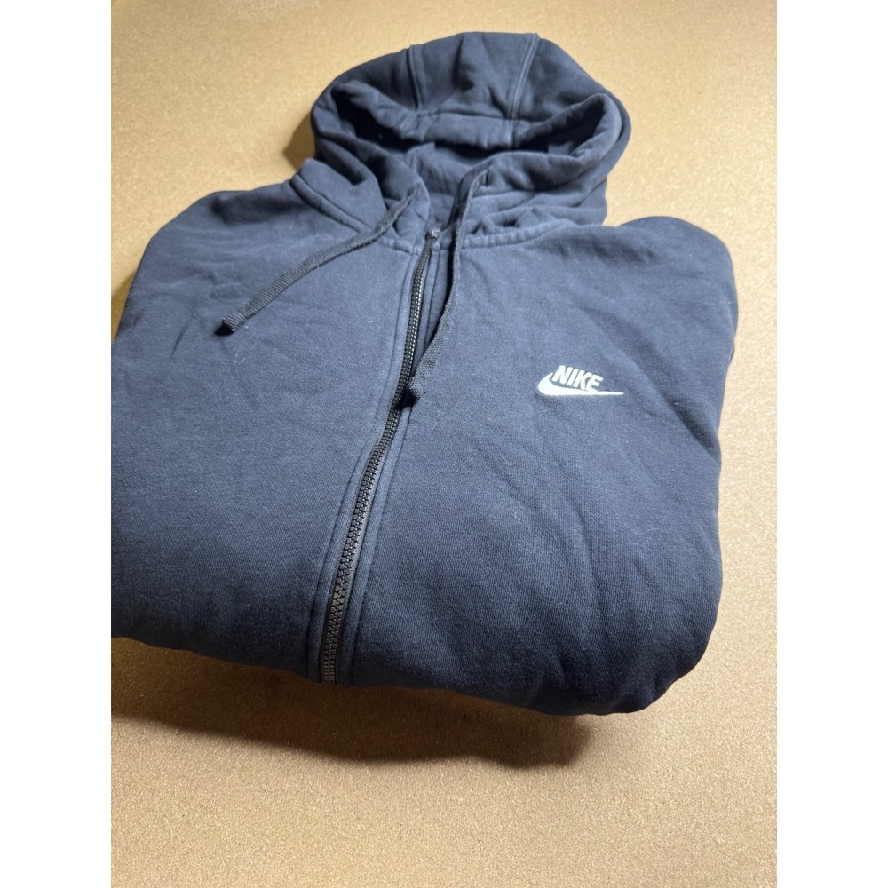 Nike Mens Sportswear Club Fleece Full Zip Hoodie Black Embroidered Logo 2XL
